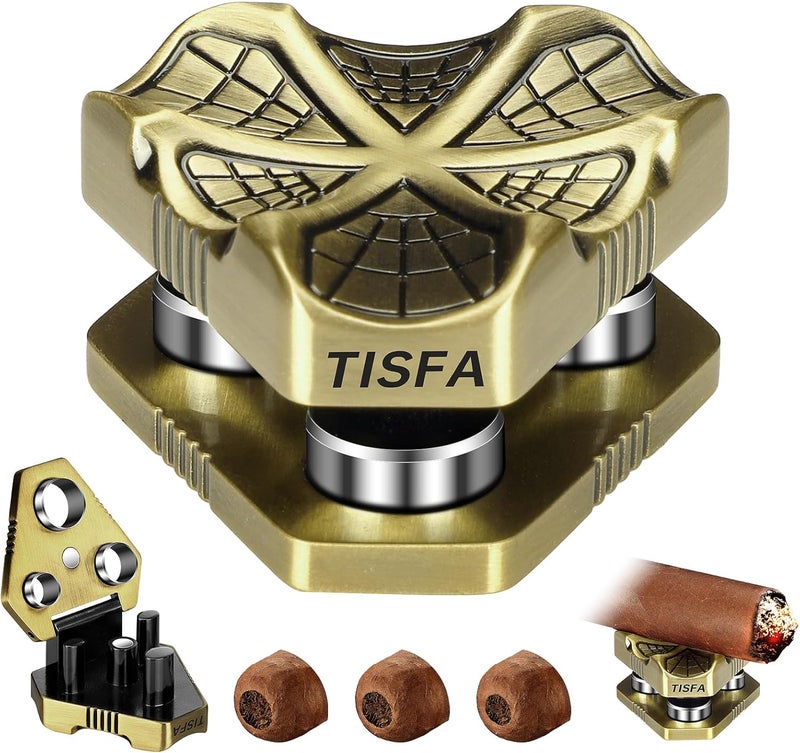 TISFA Cigar Punch Tool, Cigar Punch Cutter with Cigar Holder 2 in 1, Foldable 3 Sizes Cigar Hole Punch and 3 Cigar Stand Cigar Kit, Multifunctional Stainless Steel Puncher with Gift Box (Bronze) - Image 1